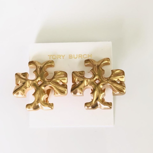 NEW Tory Burch OVERSIZED Roxanne Clip On T-Logo Earrings - Picture 3 of 7